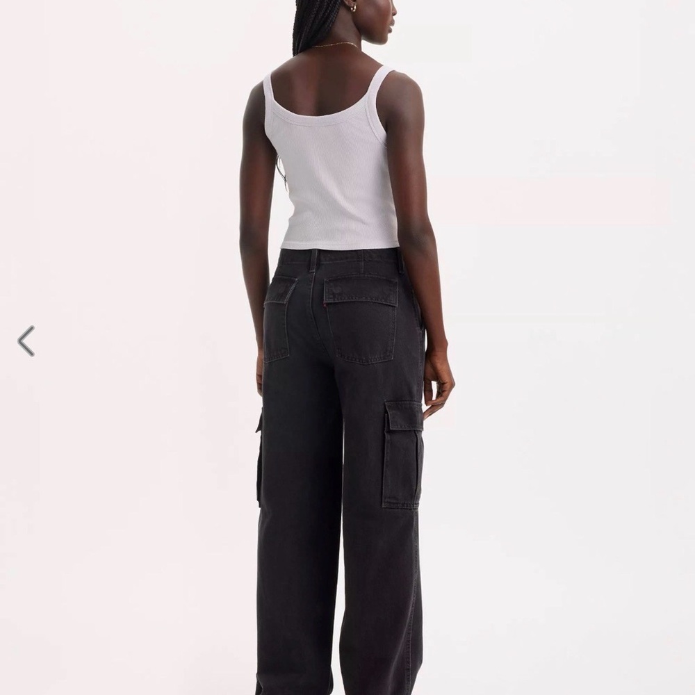 LEVIS Women's 94 baggy cargo Black Cargo Jeans - Classic Straight Fit - Picture 2 of 6
